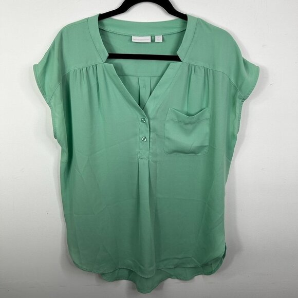 New York & Company sleeveless 3/4 button‎ up womens blouse size medium - Picture 1 of 6